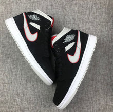 Load image into Gallery viewer, Air Jordan 1 Mid Black White With Orange Swooh AJ1