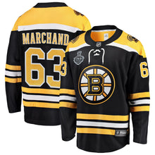 Load image into Gallery viewer, Men s Boston Bruins Brad Marchand Fanatics Branded Black 2019 Stanley Cup Final Bound Home Breakaway Player Jersey 2018/19 Black Yellow