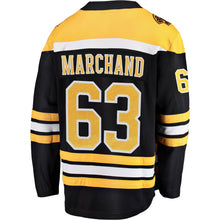 Load image into Gallery viewer, Men s Boston Bruins Brad Marchand Fanatics Branded Black 2019 Stanley Cup Final Bound Home Breakaway Player Jersey 2018/19 Black Yellow