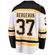 Load image into Gallery viewer, Men s Boston Bruins Patrice Bergeron Fanatics Branded White 2019 Stanley Cup Final Bound Away Breakaway Player Jersey 2018/19 White