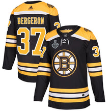Load image into Gallery viewer, Men s Boston Bruins Patrice Bergeron adidas Black 2019 Stanley Cup Final Bound Home Authentic Player Jersey 2018/19 Black Yellow