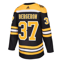 Load image into Gallery viewer, Men s Boston Bruins Patrice Bergeron adidas Black 2019 Stanley Cup Final Bound Home Authentic Player Jersey 2018/19 Black Yellow