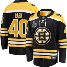 Load image into Gallery viewer, Men s Boston Bruins Tuukka Rask Fanatics Branded Black Home 2019 Stanley Cup Final Bound Breakaway Player Jersey 2018/19 Black Yellow