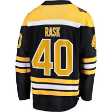 Load image into Gallery viewer, Men s Boston Bruins Tuukka Rask Fanatics Branded Black Home 2019 Stanley Cup Final Bound Breakaway Player Jersey 2018/19 Black Yellow