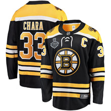 Load image into Gallery viewer, Men s Boston Bruins Zdeno Chara Fanatics Branded Black 2019 Stanley Cup Final Bound Home Breakaway Player Jersey 2018/19 Black Yellow