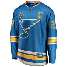 Load image into Gallery viewer, Men s St Louis Blues Alex Pietrangelo Fanatics Branded Blue Alternate 2019 Stanley Cup Final Bound Breakaway Player Jersey 2018/19