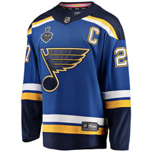 Load image into Gallery viewer, Men s St Louis Blues Alex Pietrangelo Fanatics Branded Blue Home 2019 Stanley Cup Final Bound Breakaway Player Jersey 2018/19
