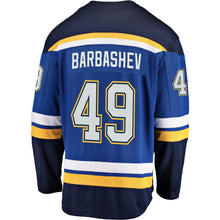 Load image into Gallery viewer, Men s St Louis Blues Ivan Barbashev Fanatics Branded Blue Breakaway Player Jersey 2018/19