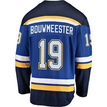 Load image into Gallery viewer, Men s St Louis Blues Jay Bouwmeester Fanatics Branded Blue Breakaway Player Jersey 2018/19