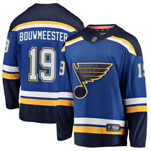Load image into Gallery viewer, Men s St Louis Blues Jay Bouwmeester Fanatics Branded Blue Breakaway Player Jersey 2018/19