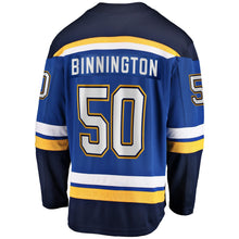 Load image into Gallery viewer, Men s St Louis Blues Jordan Binnington Fanatics Branded Blue Breakaway Home Jersey 2018/19