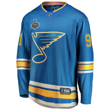 Load image into Gallery viewer, Men s St Louis Blues Vladimir Tarasenko Fanatics Branded Blue Alternate 2019 Stanley Cup Final Bound Breakaway Player Jersey 2018/19