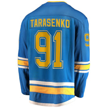 Load image into Gallery viewer, Men s St Louis Blues Vladimir Tarasenko Fanatics Branded Blue Alternate 2019 Stanley Cup Final Bound Breakaway Player Jersey 2018/19