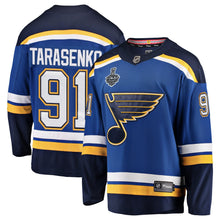 Load image into Gallery viewer, Men s St Louis Blues Vladimir Tarasenko Fanatics Branded Blue Home 2019 Stanley Cup Final Bound Breakaway Player Jersey 2018/19