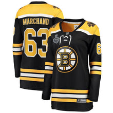 Load image into Gallery viewer, Women s Boston Bruins Brad Marchand Black 2019 Stanley Cup Final Bound Home Breakaway Player Jersey 2018/19 Black Yellow