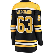 Load image into Gallery viewer, Women s Boston Bruins Brad Marchand Black 2019 Stanley Cup Final Bound Home Breakaway Player Jersey 2018/19 Black Yellow