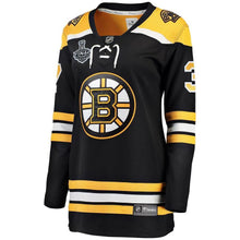 Load image into Gallery viewer, Women s Boston Bruins Patrice Bergeron Black 2019 Stanley Cup Final Bound Home Breakaway Player Jersey 2018/19 Black Yellow