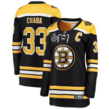 Load image into Gallery viewer, Women s Boston Bruins Zdeno Chara Black 2019 Stanley Cup Final Bound Home Breakaway Player Jersey 2018/19 Black Yellow