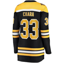 Load image into Gallery viewer, Women s Boston Bruins Zdeno Chara Black 2019 Stanley Cup Final Bound Home Breakaway Player Jersey 2018/19 Black Yellow