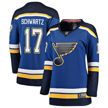 Load image into Gallery viewer, Women s St Louis Blues Jaden Schwartz Fanatics Branded Blue Breakaway Player Jersey 2018/19