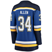Load image into Gallery viewer, Women s St Louis Blues Jake Allen Fanatics Branded Blue Breakaway Player Jersey 2018/19