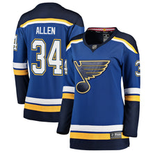 Load image into Gallery viewer, Women s St Louis Blues Jake Allen Fanatics Branded Blue Breakaway Player Jersey 2018/19