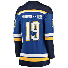 Load image into Gallery viewer, Women s St Louis Blues Jay Bouwmeester Fanatics Branded Blue Breakaway Player Jersey 2018/19