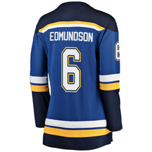 Load image into Gallery viewer, Women s St Louis Blues Joel Edmundson Fanatics Branded Blue Breakaway Player Jersey 2018/19