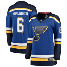 Load image into Gallery viewer, Women s St Louis Blues Joel Edmundson Fanatics Branded Blue Breakaway Player Jersey 2018/19