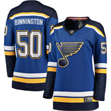 Load image into Gallery viewer, Women s St Louis Blues Jordan Binnington Fanatics Branded Blue Home Breakaway Player Jersey 2018/19
