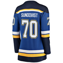 Load image into Gallery viewer, Women s St Louis Blues Oskar Sundqvist Fanatics Branded Blue Breakaway Player Jersey 2018/19