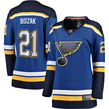 Load image into Gallery viewer, Women s St Louis Blues Tyler Bozak Fanatics Branded Blue Home Breakaway Player Jersey 2018/19