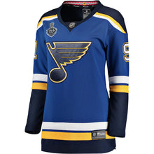 Load image into Gallery viewer, Women s St Louis Blues Vladimir Tarasenko Fanatics Branded Blue Home 2019 Stanley Cup Final Bound Breakaway Player Jersey 2018/19