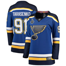Load image into Gallery viewer, Women s St Louis Blues Vladimir Tarasenko Fanatics Branded Blue Home 2019 Stanley Cup Final Bound Breakaway Player Jersey 2018/19