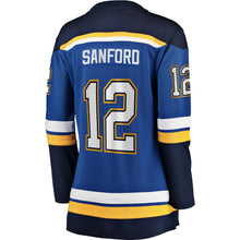 Load image into Gallery viewer, Women s St Louis Blues Zach Sanford Fanatics Branded Blue Home Breakaway Player Jersey 2018/19