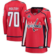 Load image into Gallery viewer, Women s Washington Capitals Braden Holtby Fanatics Branded Red 2018 Stanley Cup Champions Home Breakaway Player Jersey 2018/19 Red
