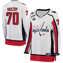Load image into Gallery viewer, Women s Washington Capitals Braden Holtby White 2018 Stanley Cup Champions Away Breakaway Player Jersey 2018/19 White