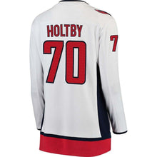 Load image into Gallery viewer, Women s Washington Capitals Braden Holtby White 2018 Stanley Cup Champions Away Breakaway Player Jersey 2018/19 White
