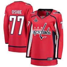 Load image into Gallery viewer, Women s Washington Capitals TJ Oshie Fanatics Branded Red 2018 Stanley Cup Champions Home Breakaway Player Jersey 2018/19 Red